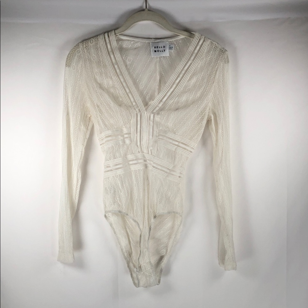 Hello Molly Ivory Lace Long‎ Sleeve VNeck Festival Boho Fairy Duckworth Bodysuit